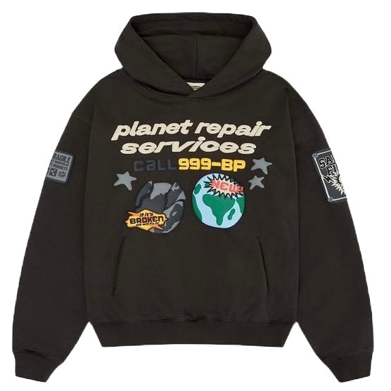 BROKEN PLANET REPAIR SERVICES HOODIE - SOOT BLACK